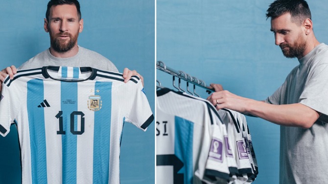 ¡COSTOSAS! Vendidas por 7,8 millones de dólares las seis camisetas llevadas por Messi en Qatar 2022