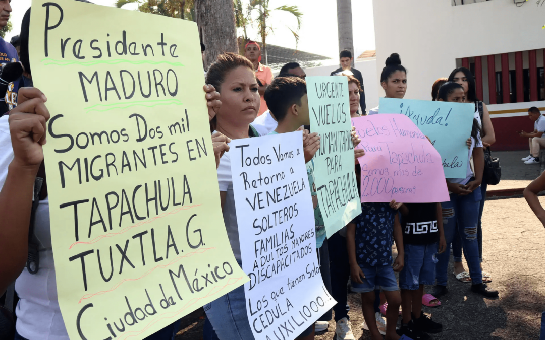 Venezolanos varados en el sur de México piden vuelos humanitarios para volver a su país